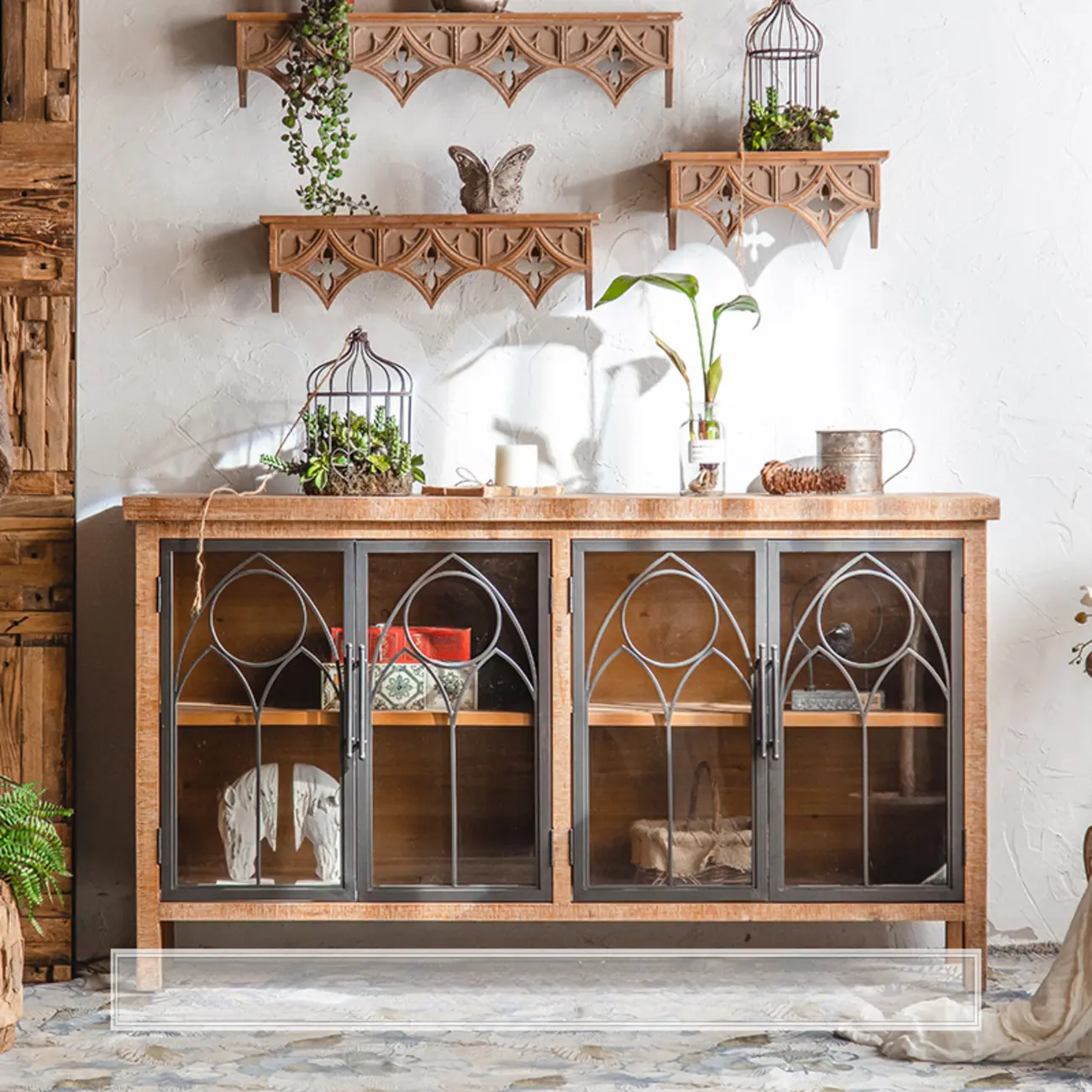 Rustic Wooden Rectangular Cabinet for Restaurant Display Image - 11 | homeyfad