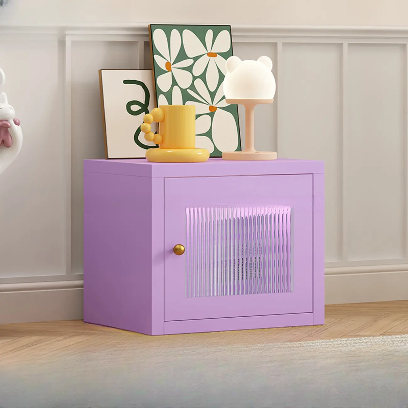 Small White Rectangular Storage Cabinet with Glass Door  Image - 9 | homeyfad