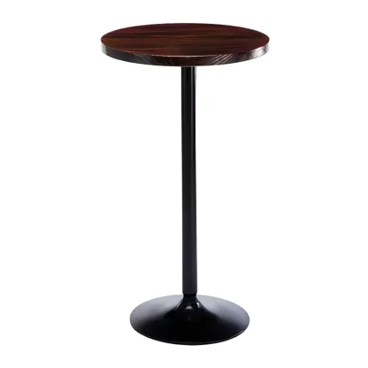 Scandinavian 36" Wooden Round Bistro Table with Metal Pedestal Image - 7