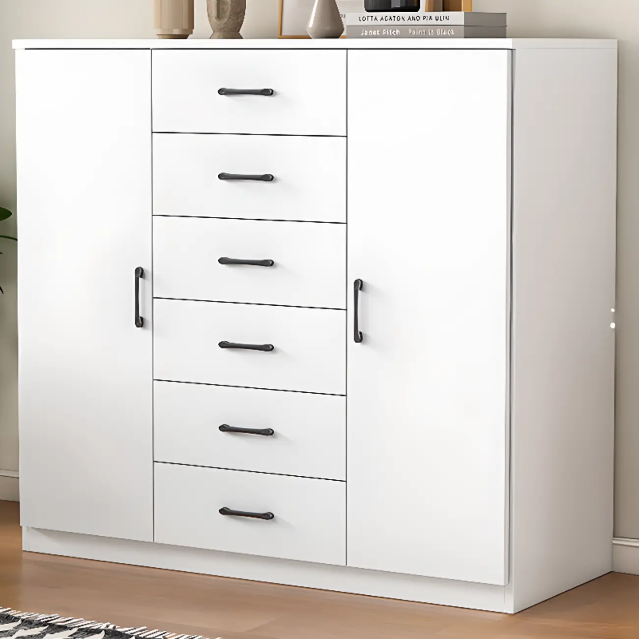 Modern White Rectangular Storage Cabinet with Multiple Sizes Image - 3 | homeyfad