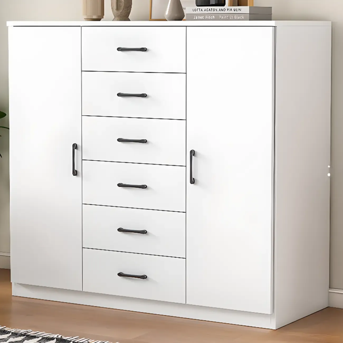 Modern White Rectangular Storage Cabinet with Multiple Sizes Image - 3