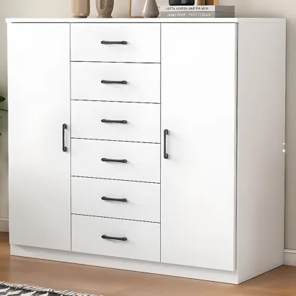 Modern White Rectangular Storage Cabinet with Multiple Sizes Image - 3