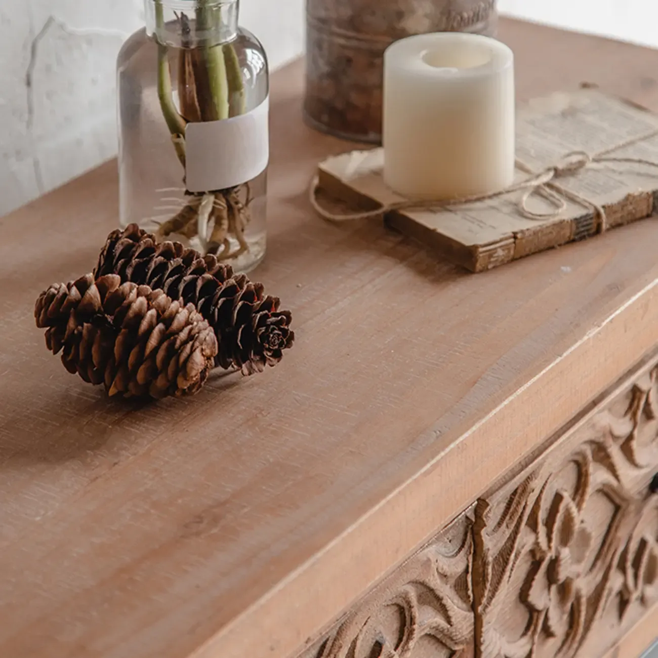 Rustic Wooden Rectangular Cabinet for Restaurant Display Image - 12