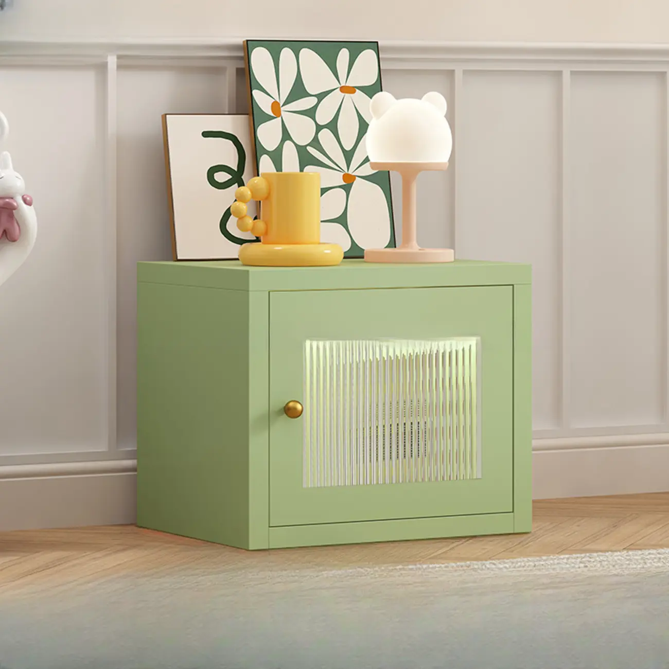 Small White Rectangular Storage Cabinet with Glass Door  Image - 11 | homeyfad