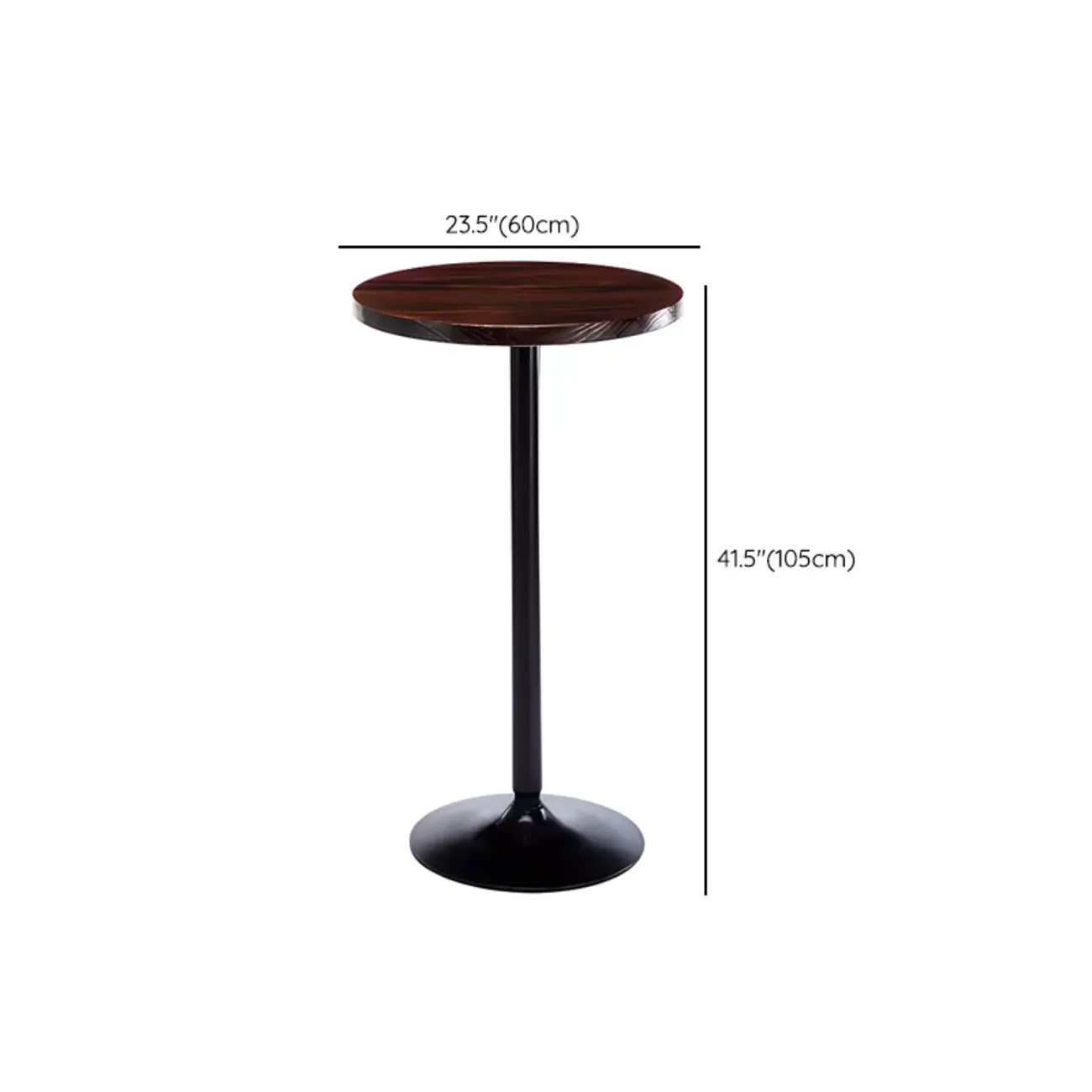 Scandinavian 36" Wooden Round Bistro Table with Metal Pedestal #size