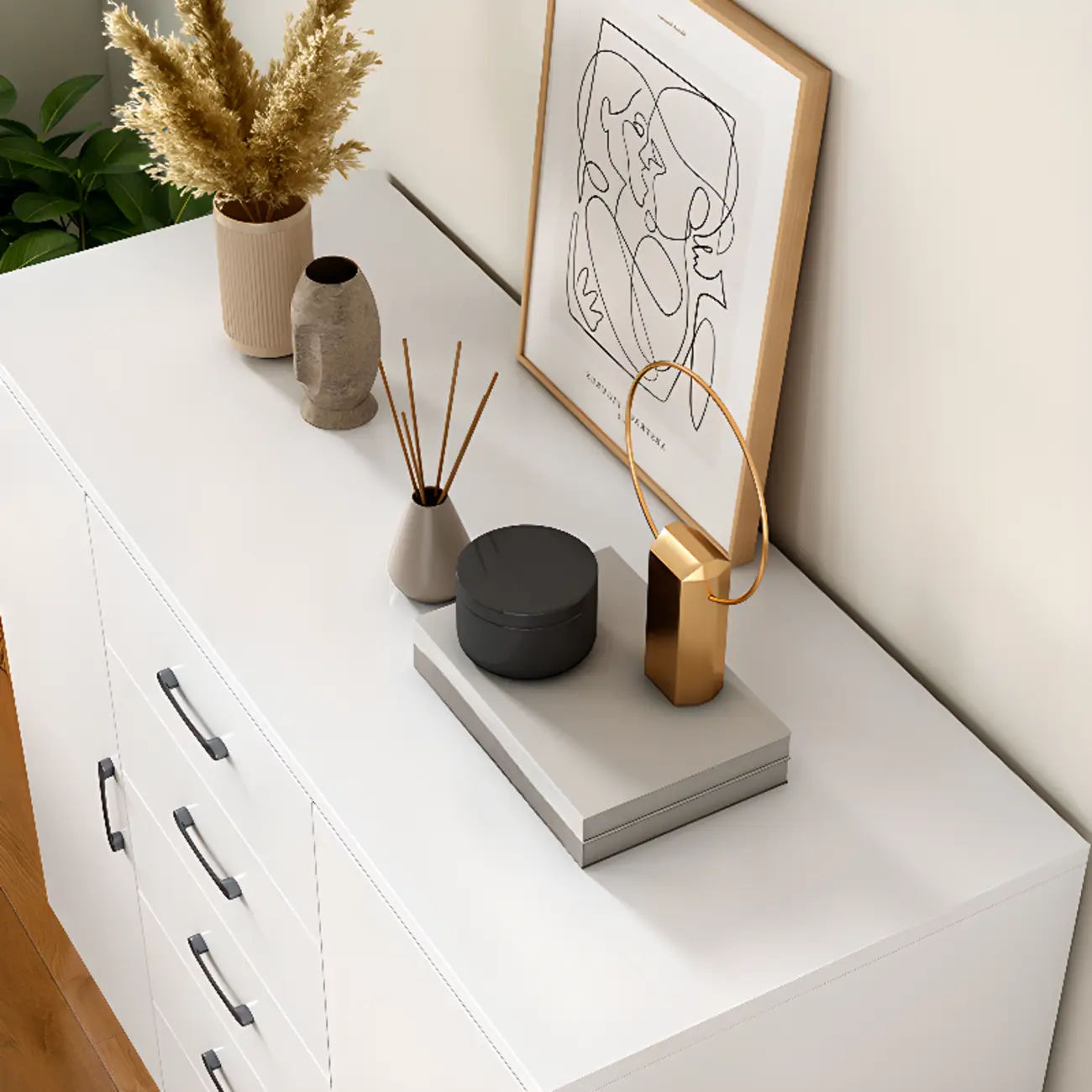 Modern White Rectangular Storage Cabinet with Multiple Sizes Image - 6 | homeyfad