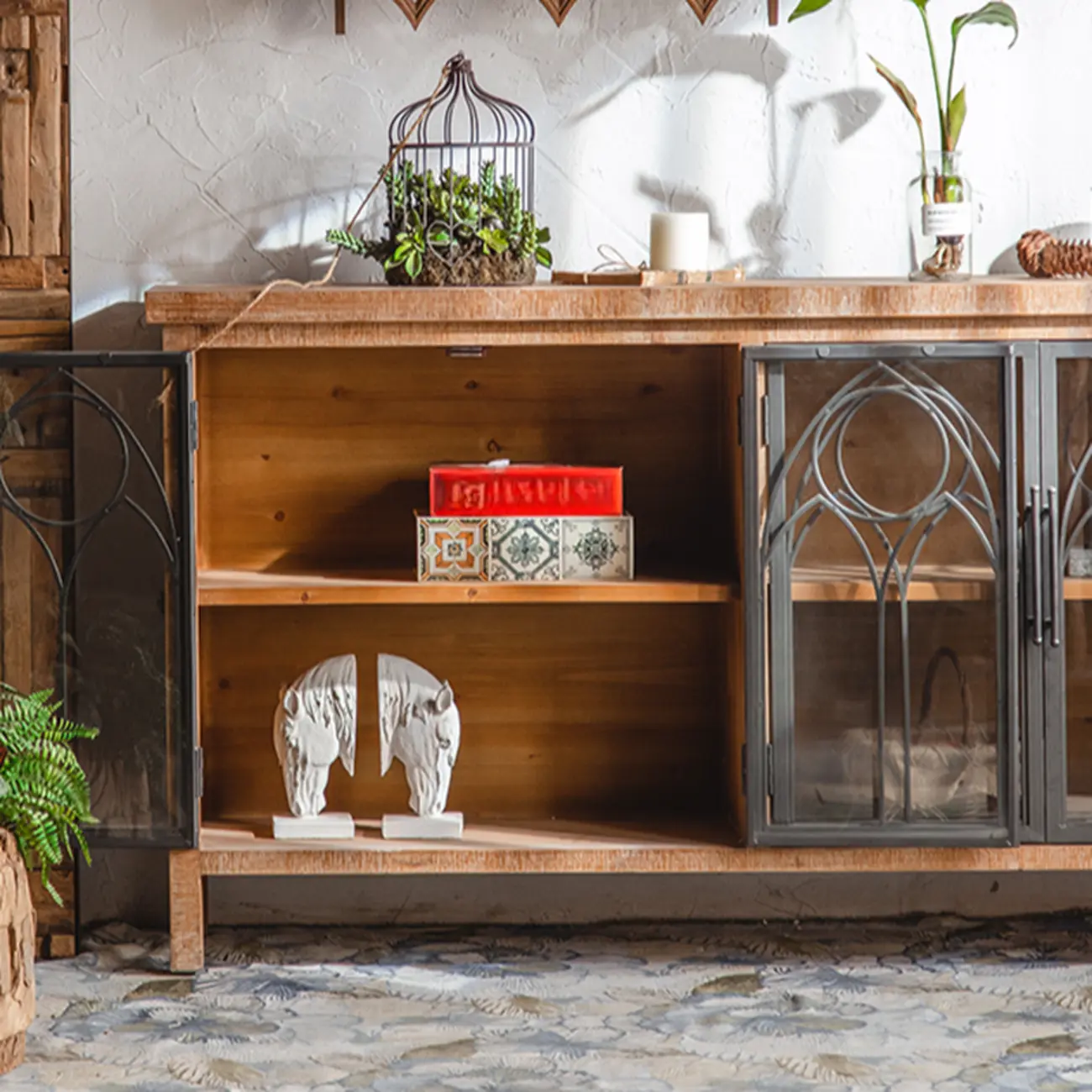 Rustic Wooden Rectangular Cabinet for Restaurant Display Image - 15 | homeyfad