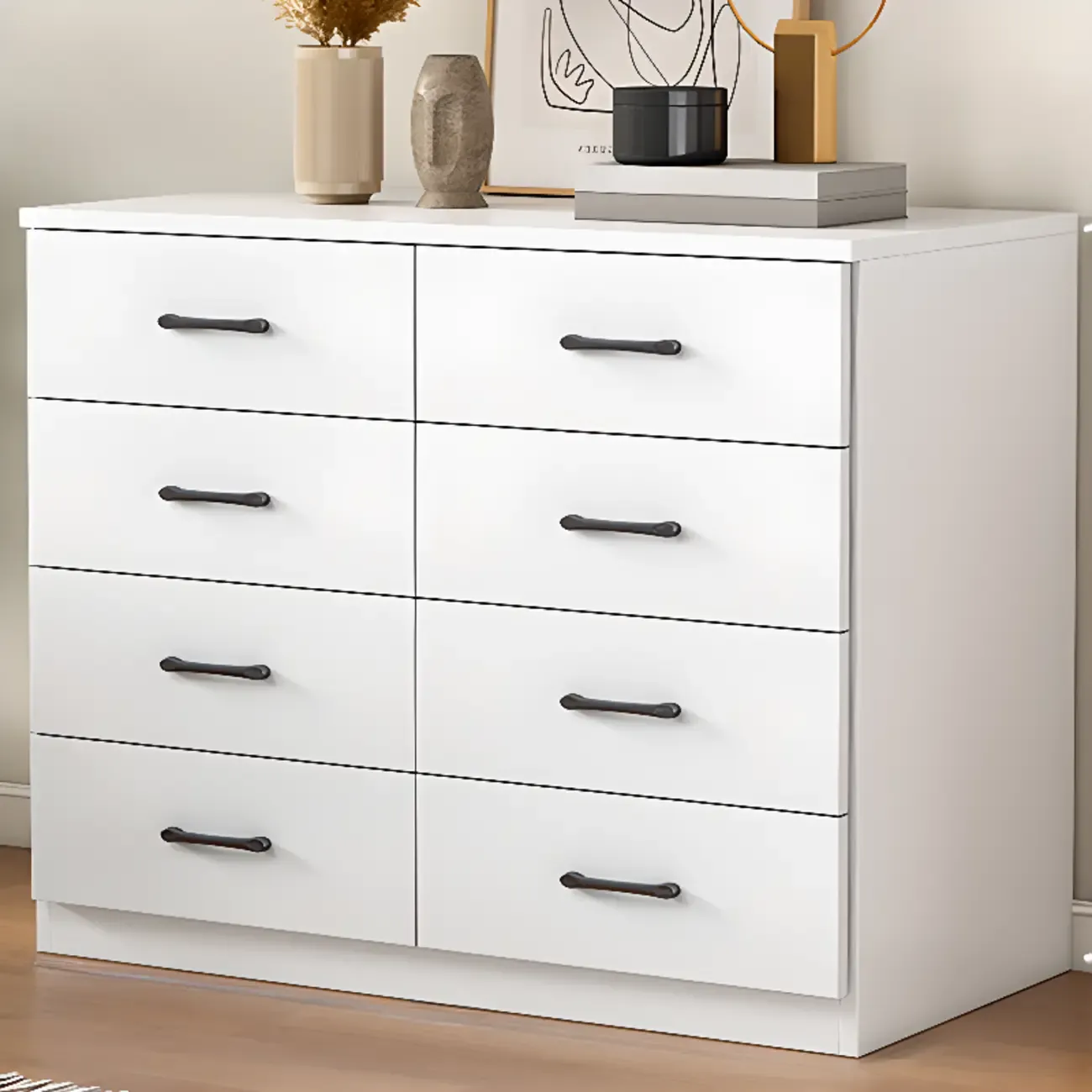 Modern White Rectangular Storage Cabinet with Multiple Sizes Image - 8