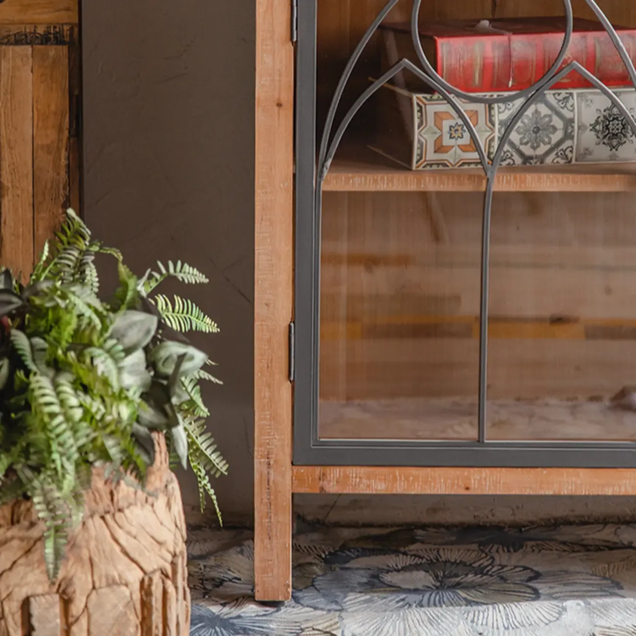 Rustic Wooden Rectangular Cabinet for Restaurant Display Image - 16