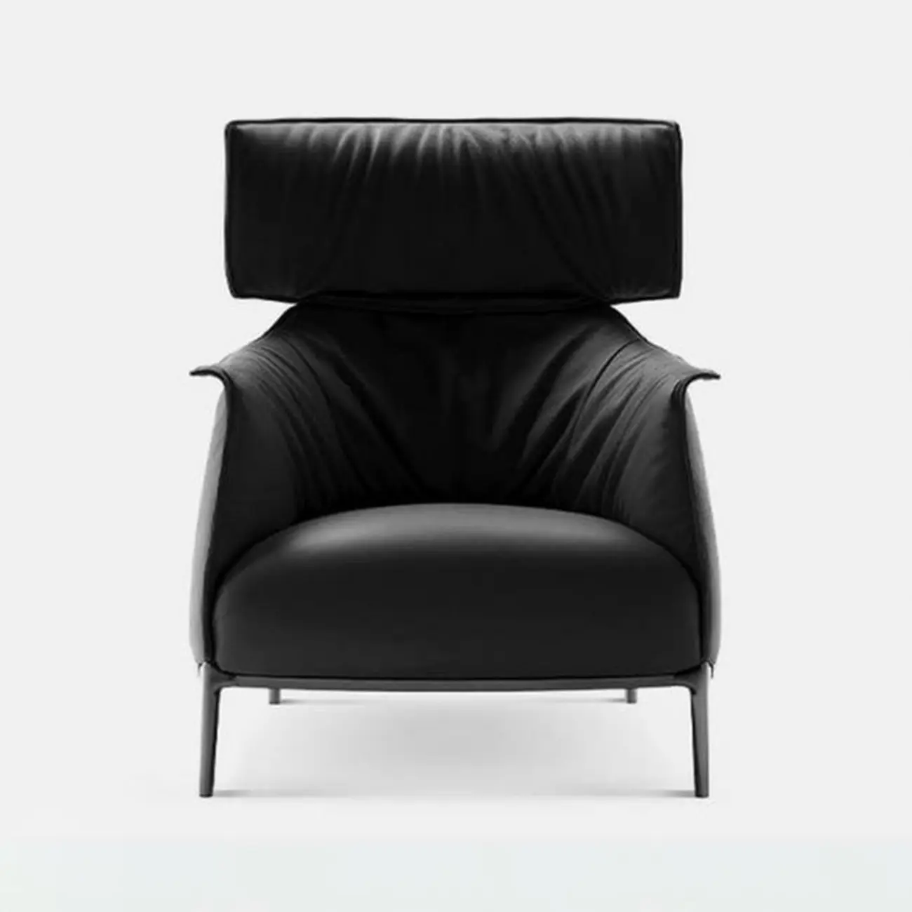Genuine Leather Armchair with Metal Frame Image - 2 | homeyfad