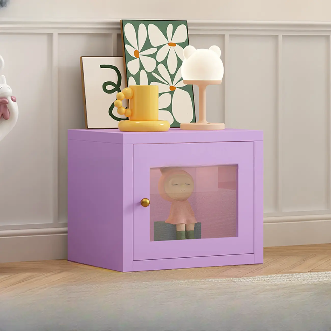 Small White Rectangular Storage Cabinet with Glass Door  Image - 16 | homeyfad