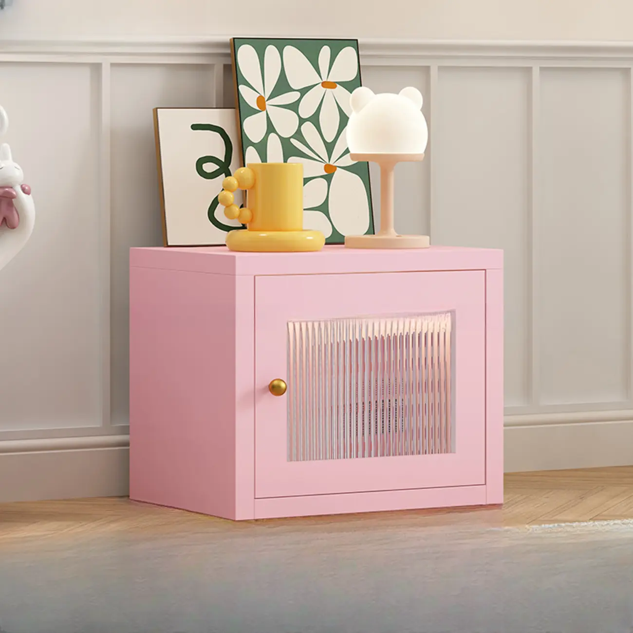 Small White Rectangular Storage Cabinet with Glass Door  Image - 17 | homeyfad