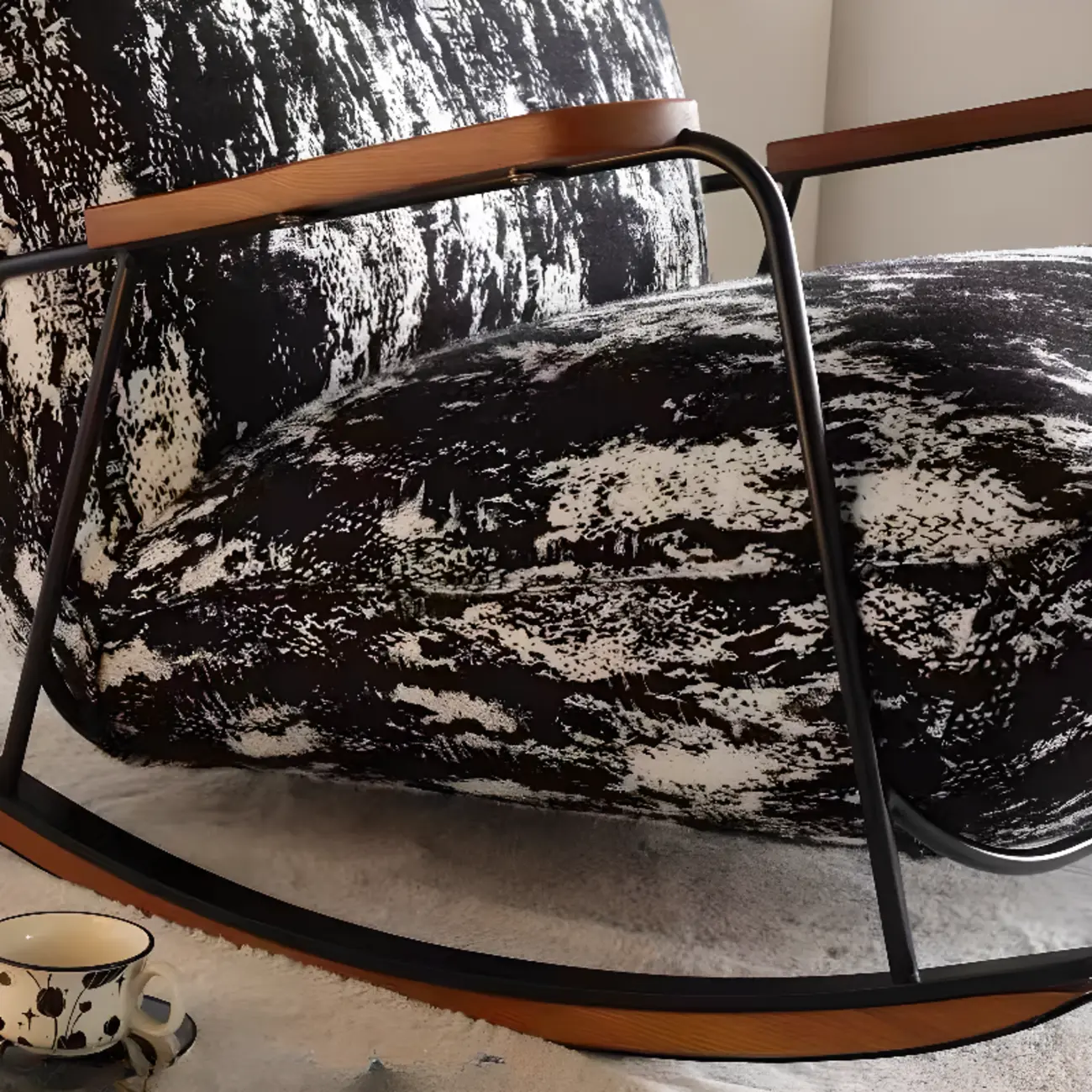 Modern Stain Resistant Upholstered Rocking Chair for Living Room Image - 14 | homeyfad