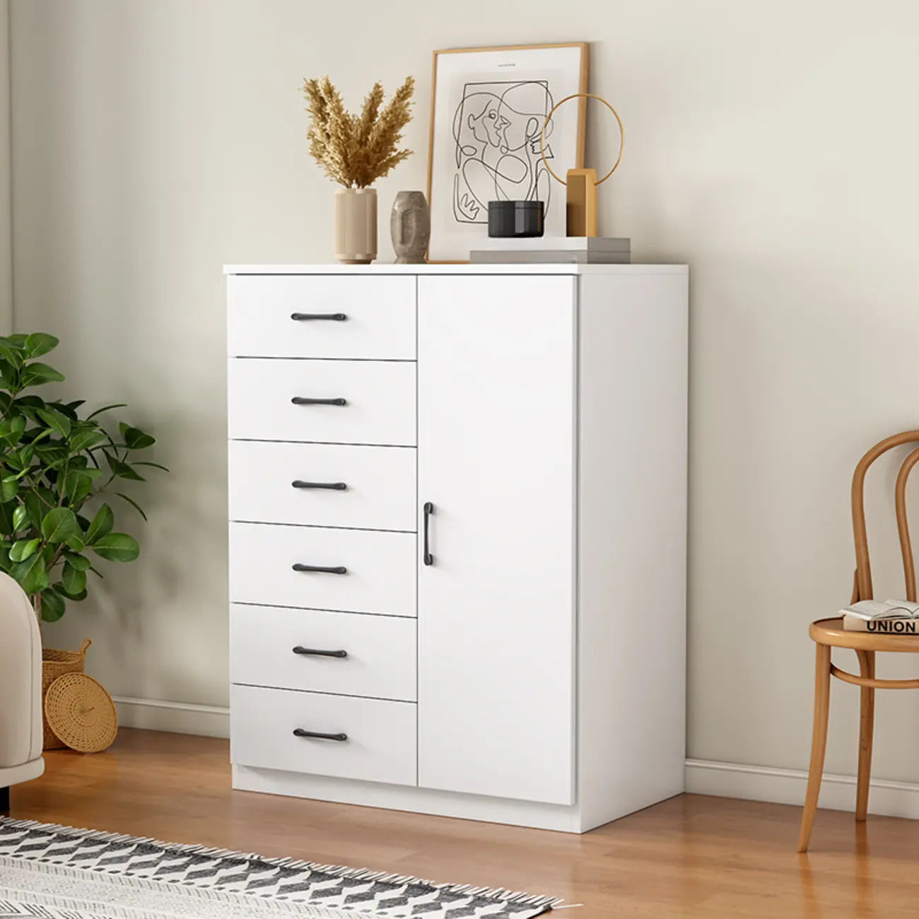 Modern White Rectangular Storage Cabinet with Multiple Sizes Image - 10 | homeyfad