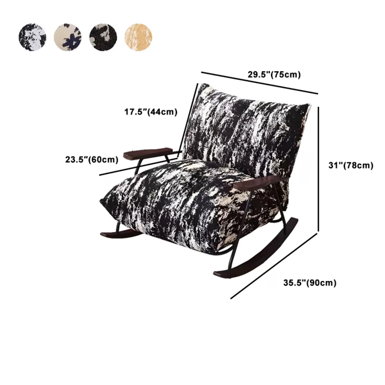 Modern Stain Resistant Upholstered Rocking Chair for Living Room #size | homeyfad