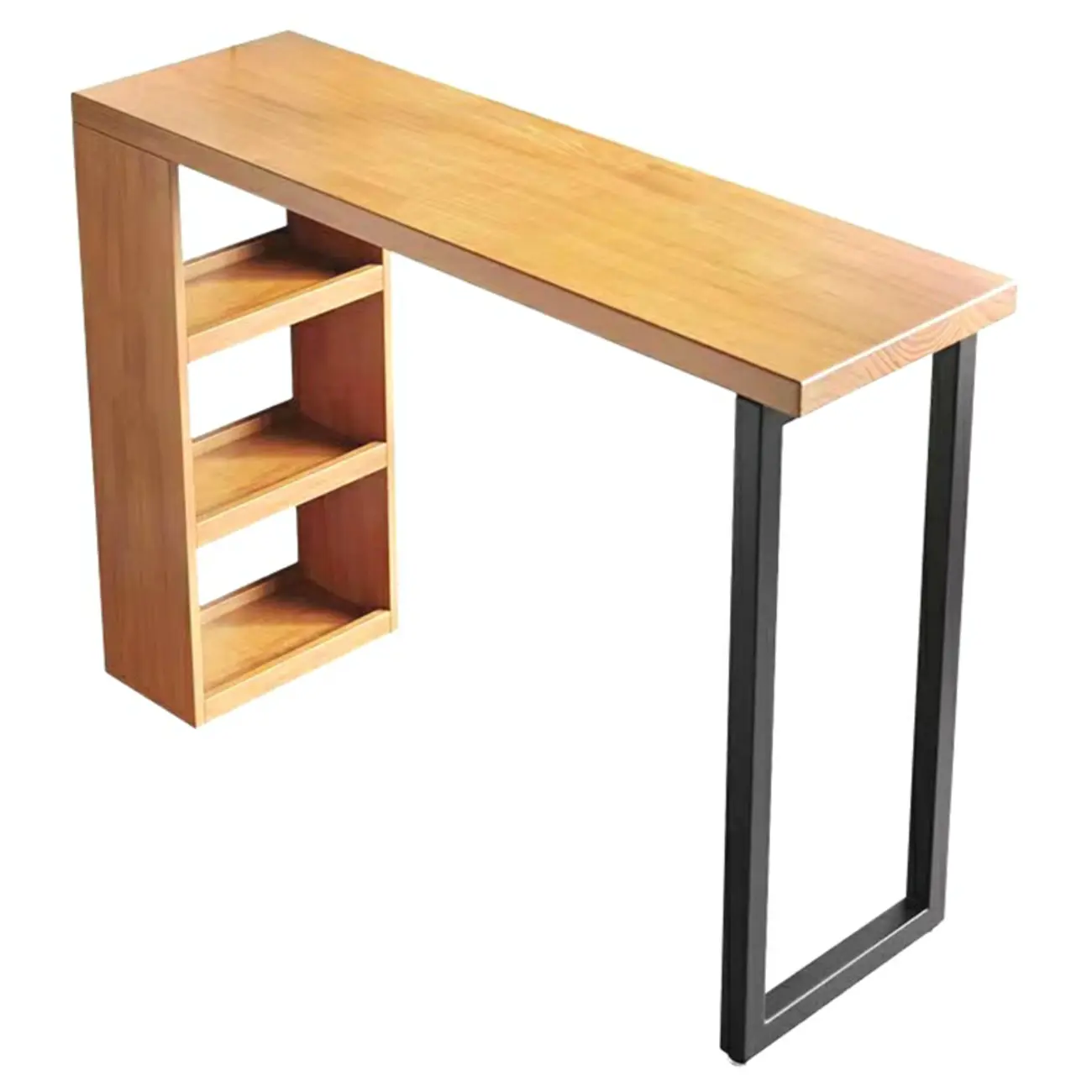Modern Wooden Rectangular Bar Table with Storage Rack for Living Room Image - 2 | homeyfad