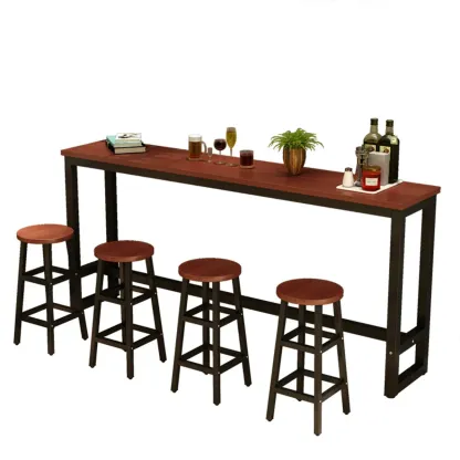 Elegant White Narrow Bar Table with Metal Footrest for Modern Home Decor Image - 10