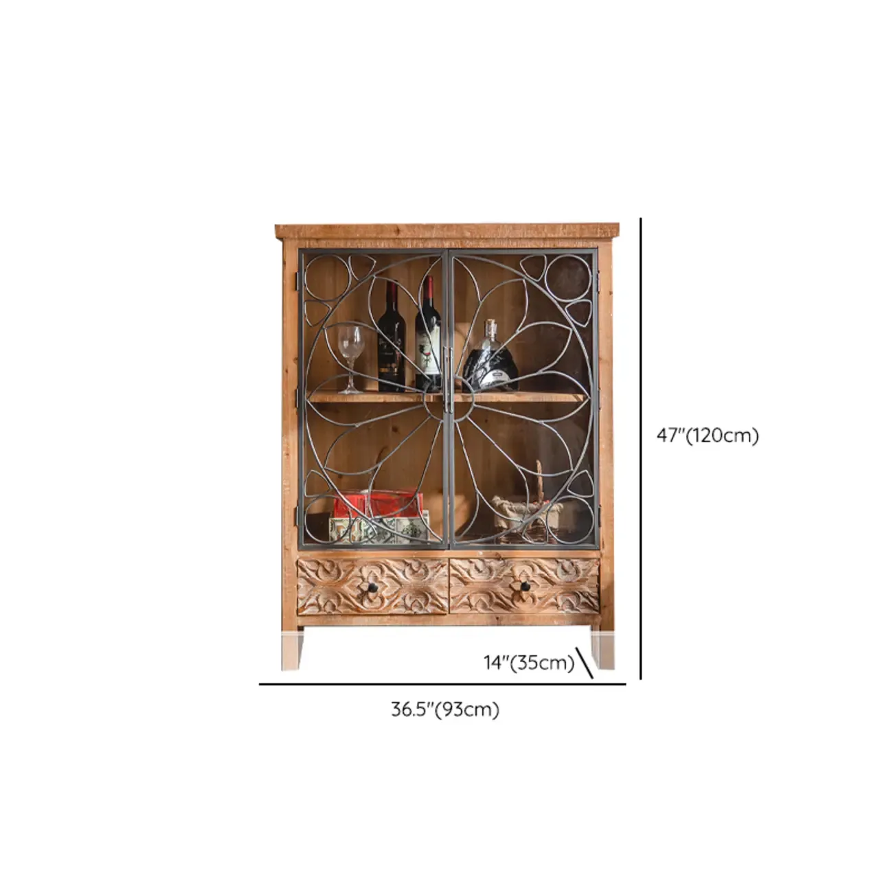 Rustic Wooden Rectangular Cabinet for Restaurant Display Image - 22