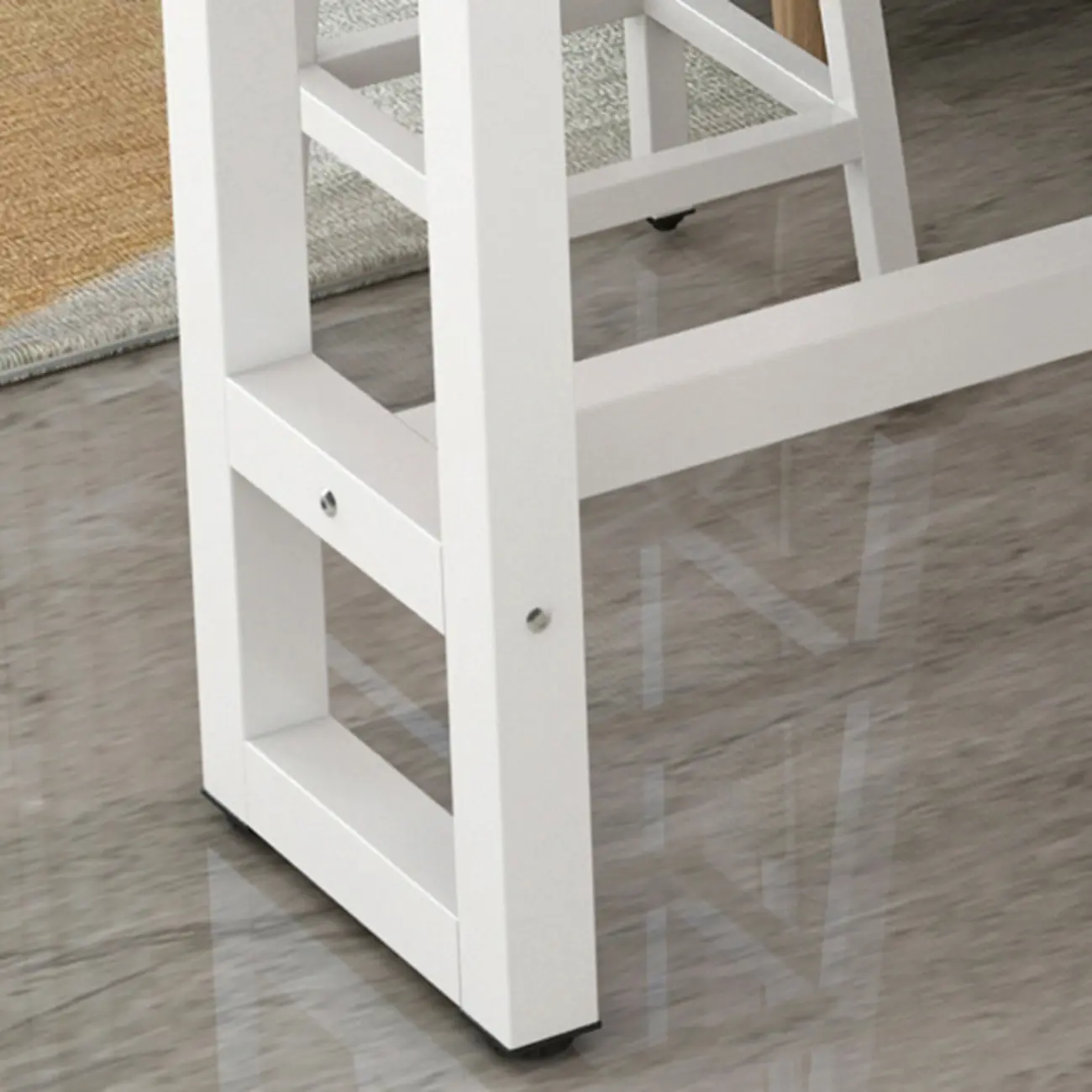 Elegant White Narrow Bar Table with Metal Footrest for Modern Home Decor Image - 12 | homeyfad