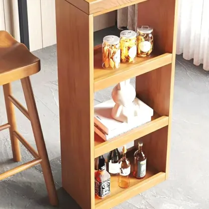 Modern Wooden Rectangular Bar Table with Storage Rack for Living Room Image - 5