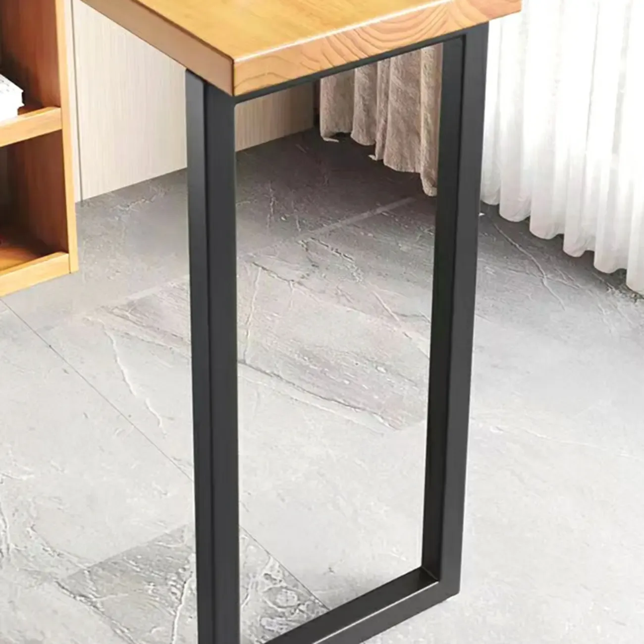 Modern Wooden Rectangular Bar Table with Storage Rack for Living Room Image - 6