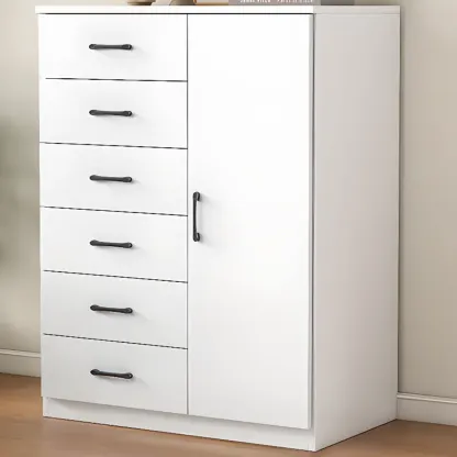 Modern White Rectangular Storage Cabinet with Multiple Sizes Image - 17