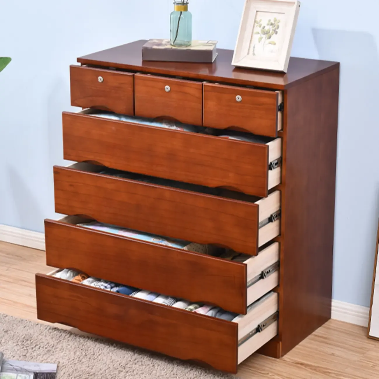 Modern Solid Wood Dressers with 7-Drawers for Living Room Image - 4