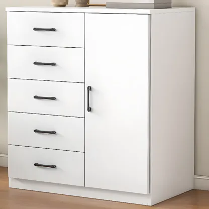 Modern White Rectangular Storage Cabinet with Multiple Sizes Image - 18