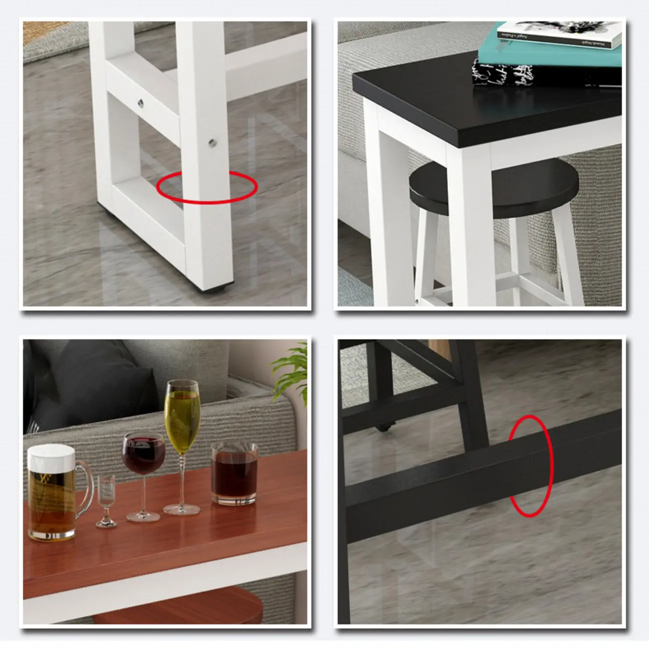 Elegant White Narrow Bar Table with Metal Footrest for Modern Home Decor Image - 16 | homeyfad