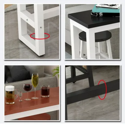 Elegant White Narrow Bar Table with Metal Footrest for Modern Home Decor Image - 16