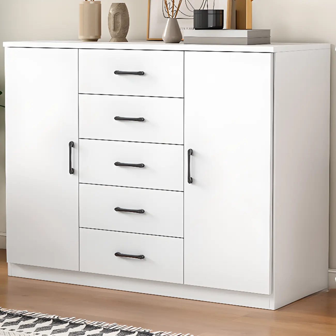 Modern White Rectangular Storage Cabinet with Multiple Sizes Image - 19 | homeyfad