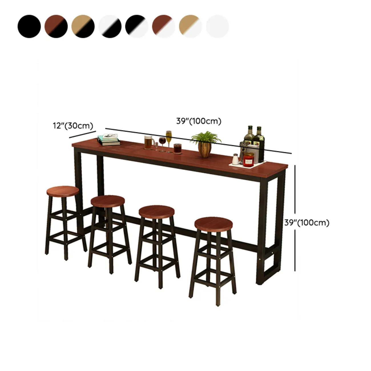 Elegant White Narrow Bar Table with Metal Footrest for Modern Home Decor #size | homeyfad