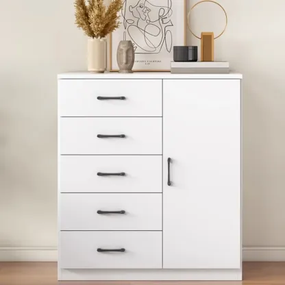 Modern White Rectangular Storage Cabinet with Multiple Sizes Image - 20