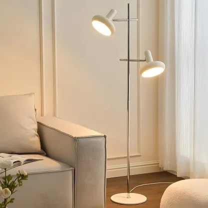 Modern White Metal 2-Head Adjustable Floor Lamp with Extendable Length for Living Room Image - 1
