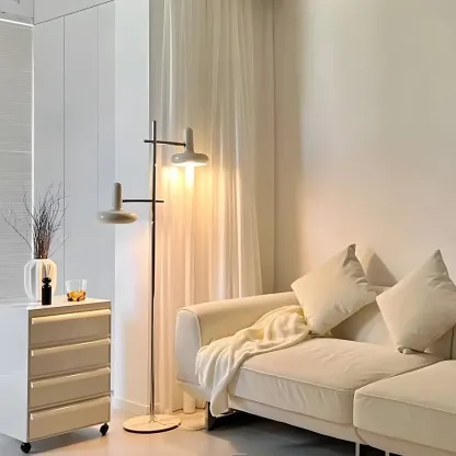 Modern White Metal 2-Head Adjustable Floor Lamp with Extendable Length for Living Room Image - 2