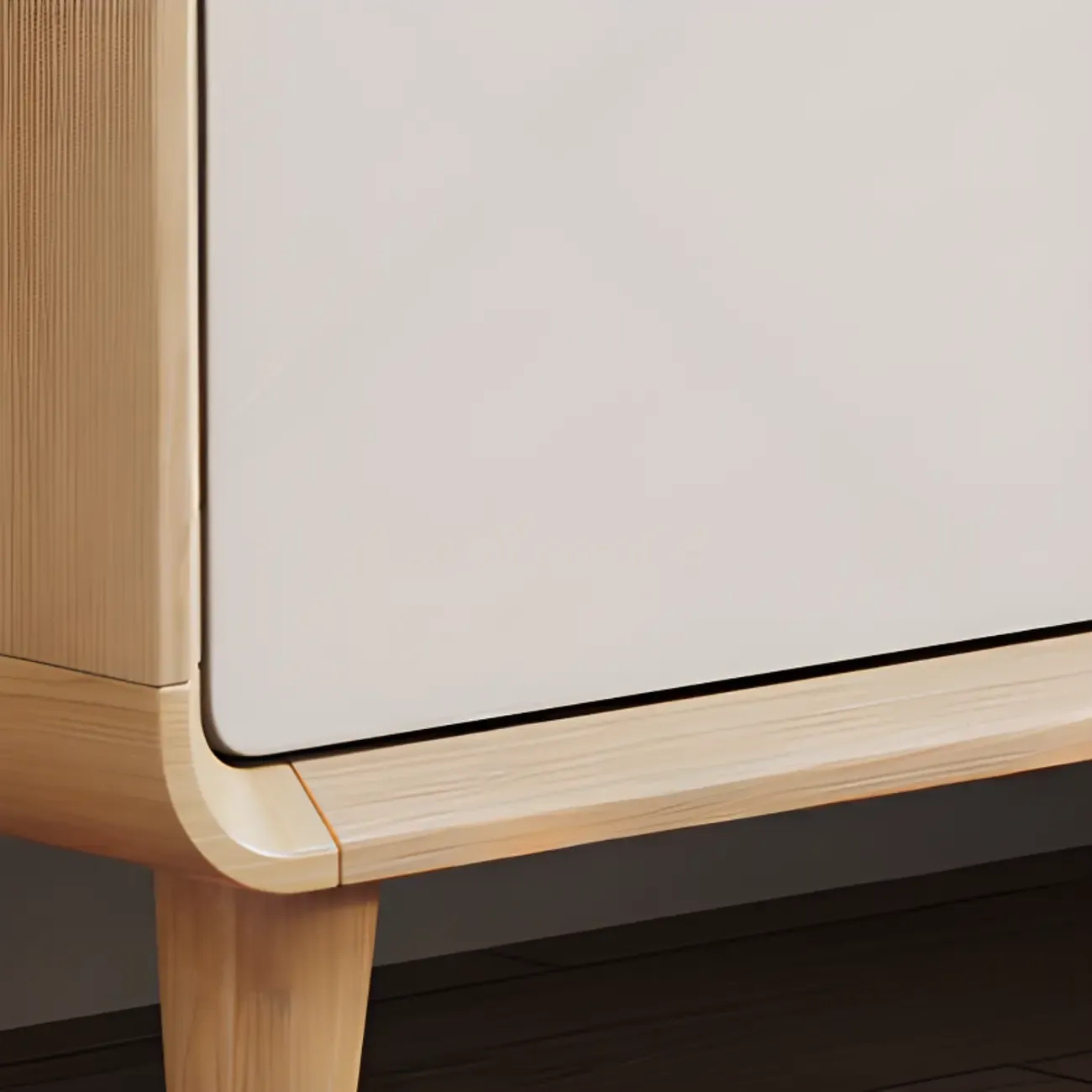 Modern Natural Finish Cabinet with Exterior Shelf  & Drawers Image - 7