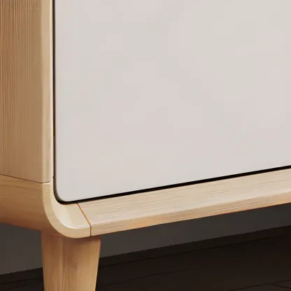 Modern Natural Finish Cabinet with Exterior Shelf  & Drawers Image - 7