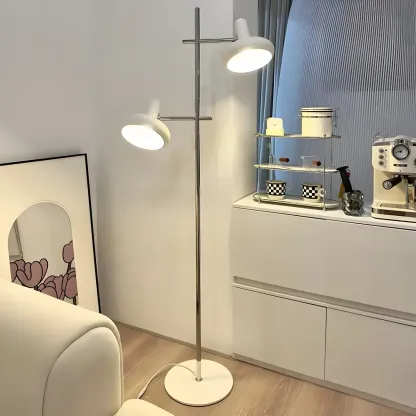 Modern White Metal 2-Head Adjustable Floor Lamp with Extendable Length for Living Room Image - 3