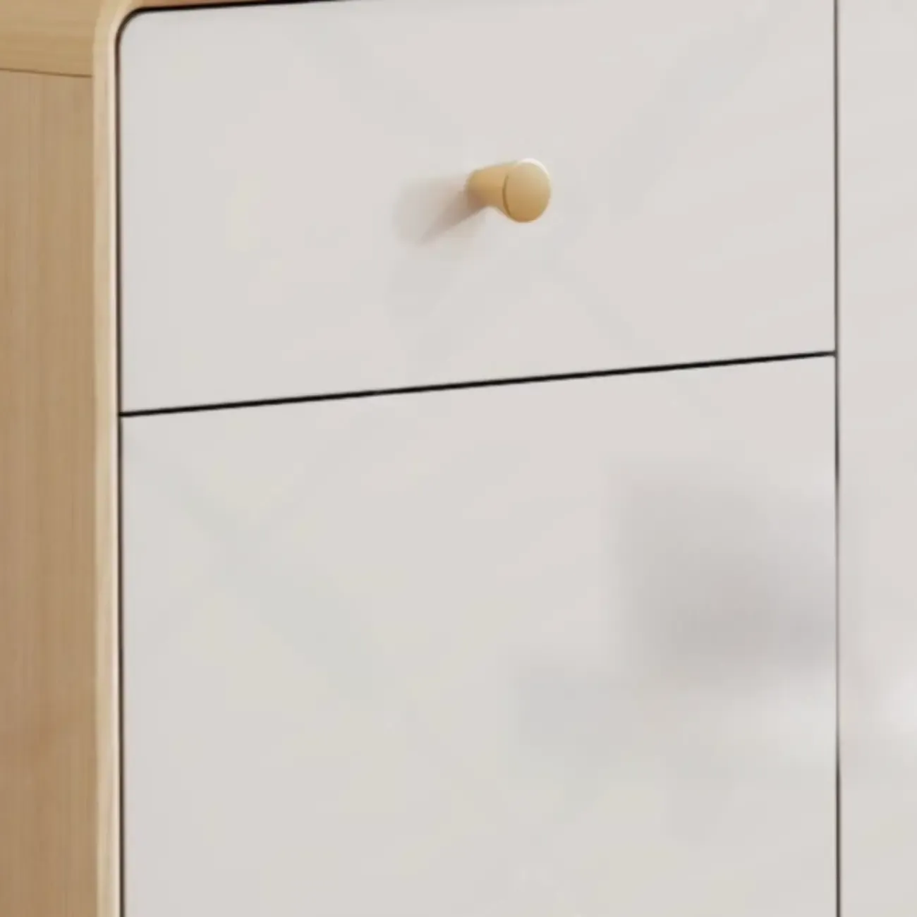 Modern Natural Finish Cabinet with Exterior Shelf  & Drawers Image - 9