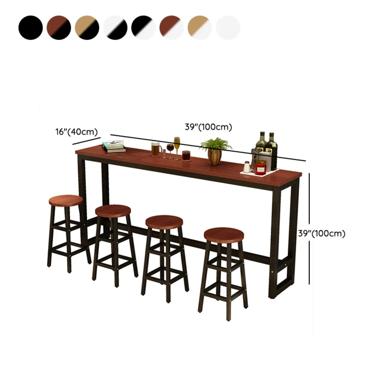 Elegant White Narrow Bar Table with Metal Footrest for Modern Home Decor Image - 22 | homeyfad