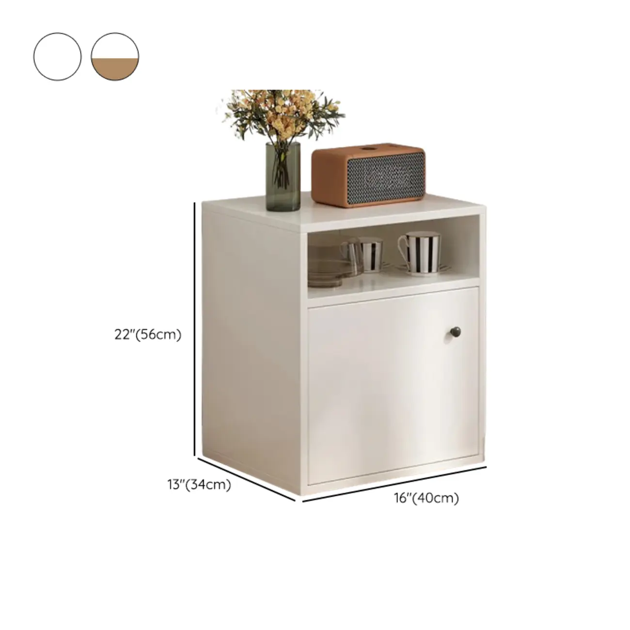 Modern White Wooden Storage Cabinet with Exterior Shelves  #size | homeyfad