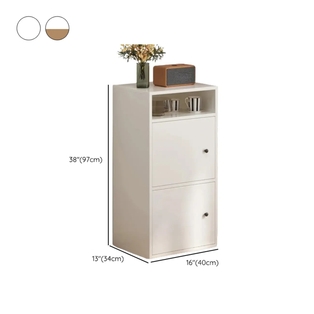 Modern White Wooden Storage Cabinet with Exterior Shelves  Image - 23 | homeyfad