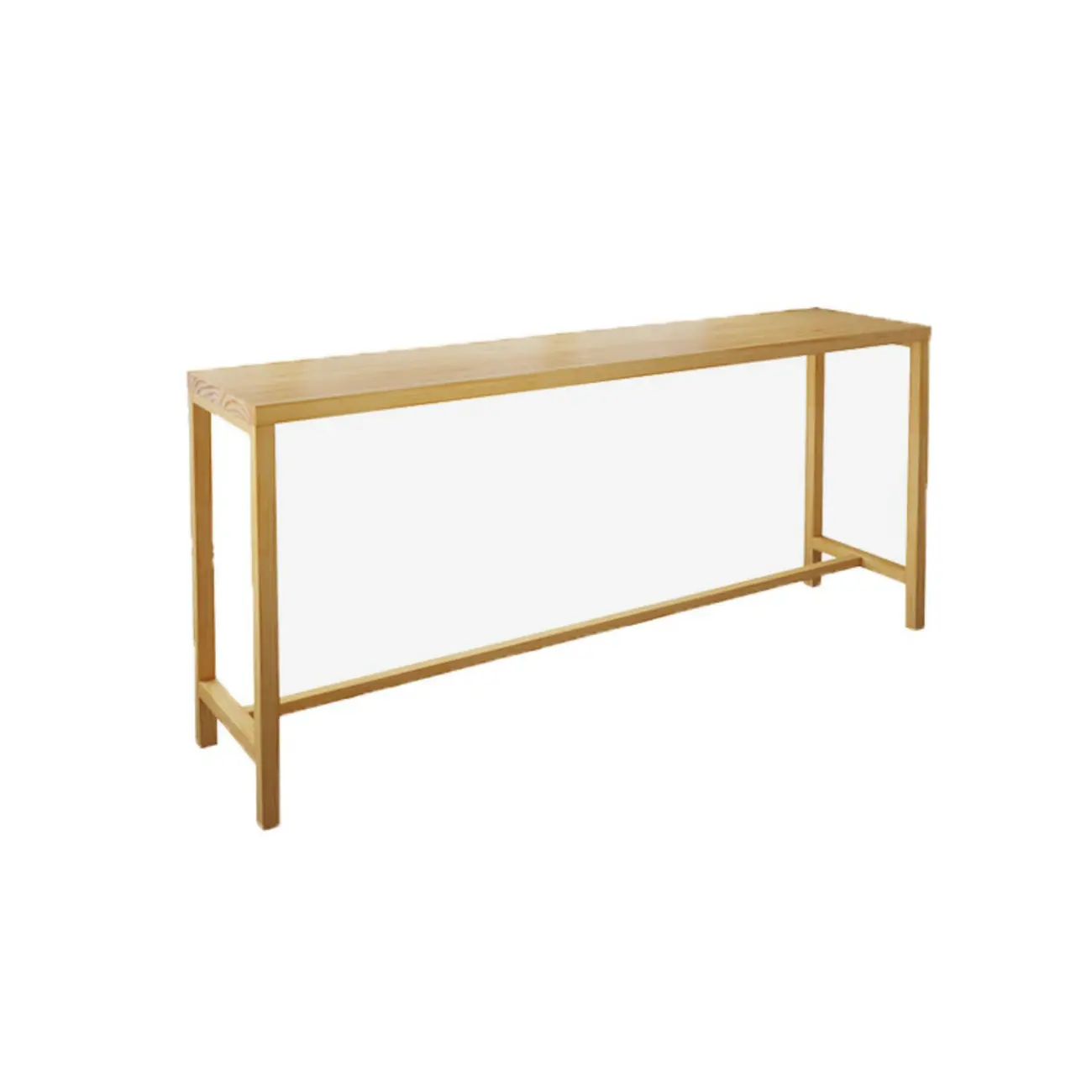 Natural Pine Wood Pub Bar Table with Footrest for 3 People Image - 6 | homeyfad