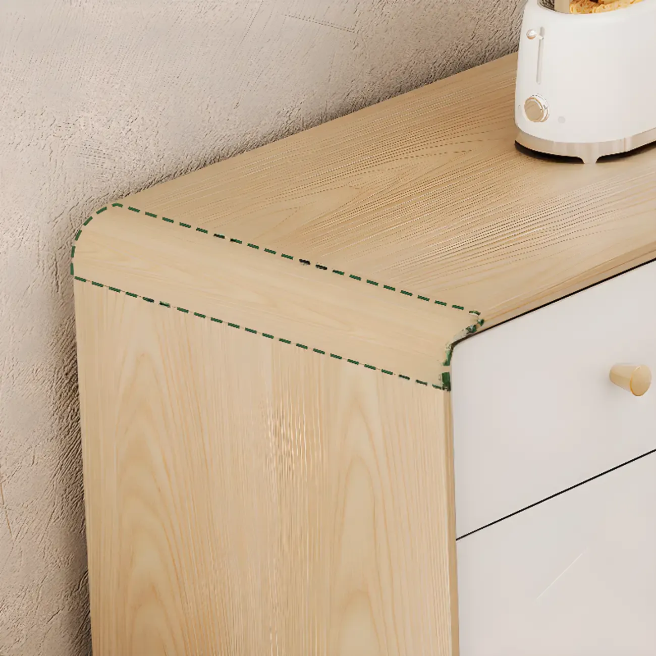 Modern Natural Finish Cabinet with Exterior Shelf  & Drawers Image - 11