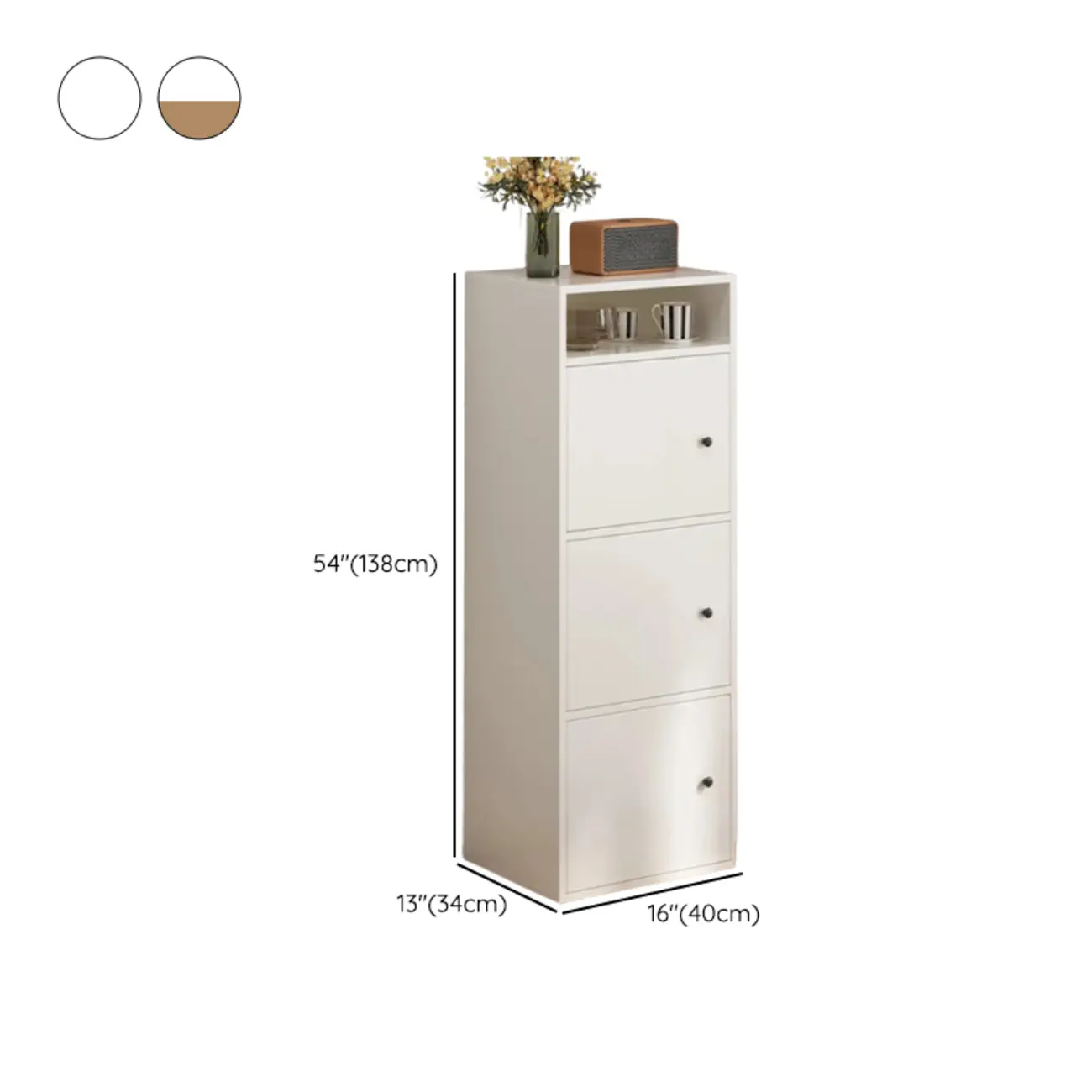 Modern White Wooden Storage Cabinet with Exterior Shelves  Image - 24 | homeyfad