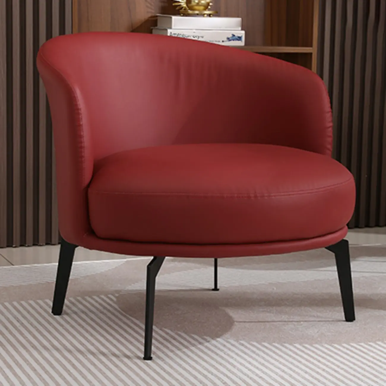 Leather Arm Chair in Olive Green for Living Room Image - 2 | homeyfad