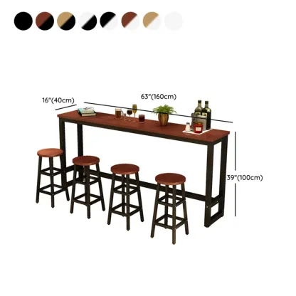 Elegant White Narrow Bar Table with Metal Footrest for Modern Home Decor Image - 25