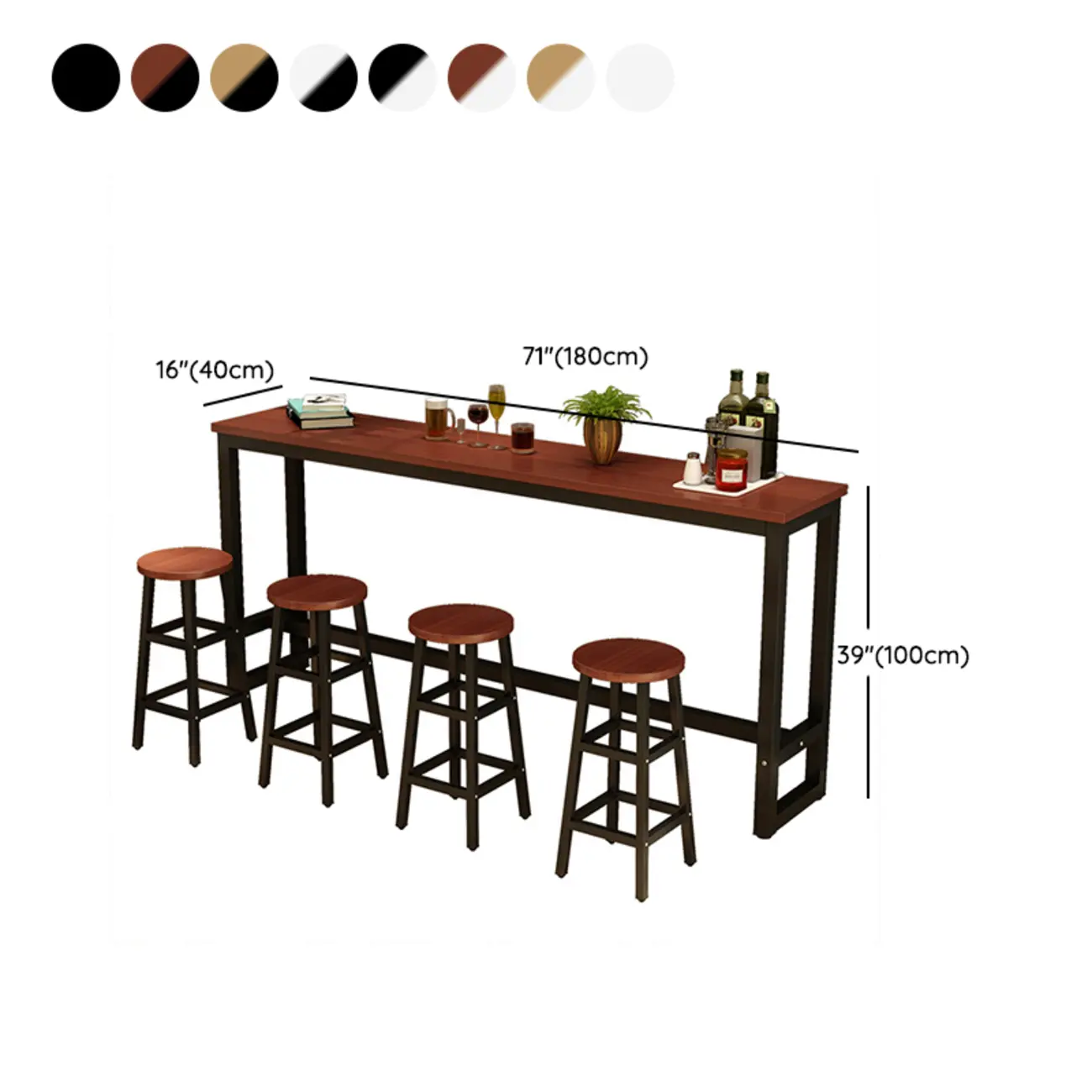 Elegant White Narrow Bar Table with Metal Footrest for Modern Home Decor Image - 26 | homeyfad