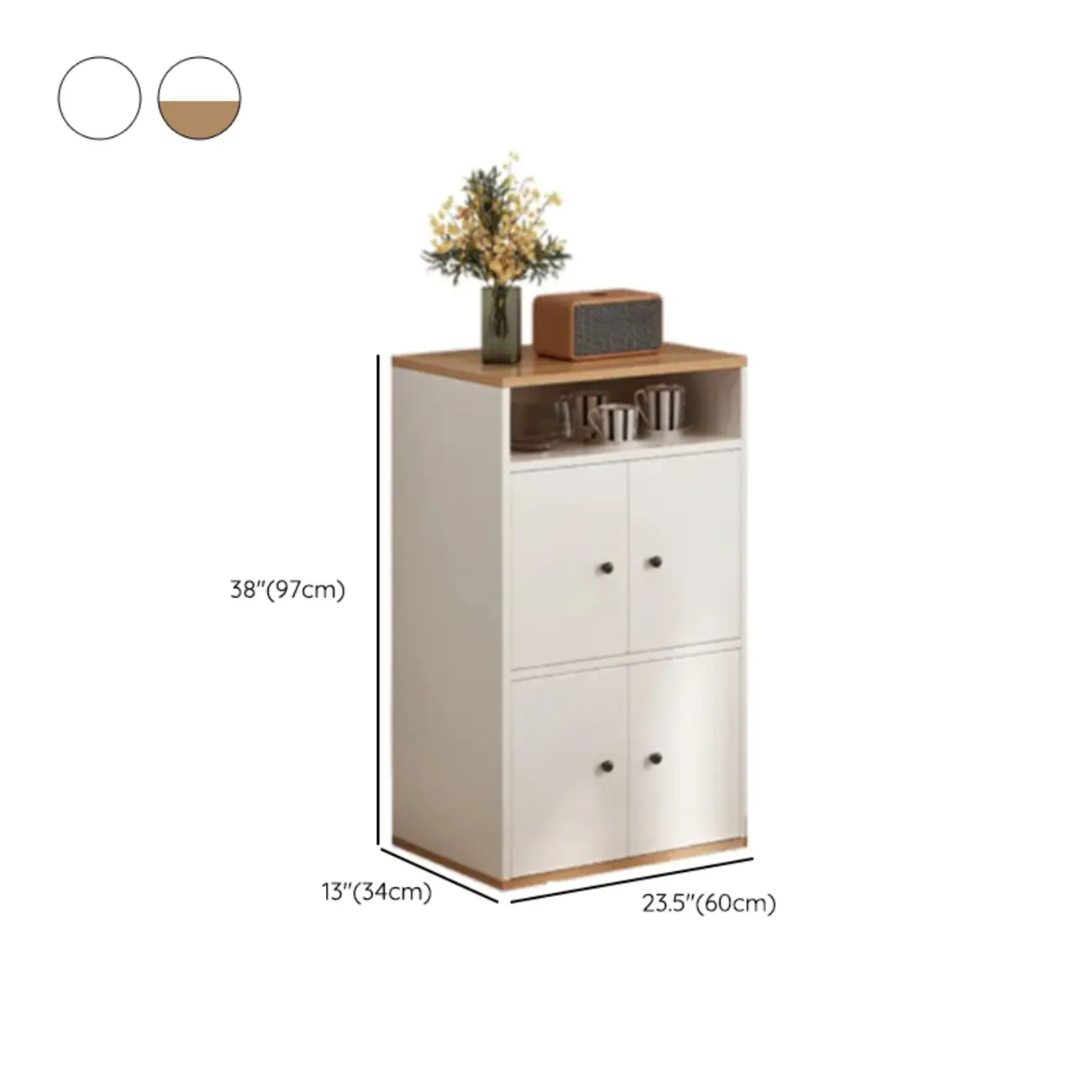Modern White Wooden Storage Cabinet with Exterior Shelves  Image - 26 | homeyfad