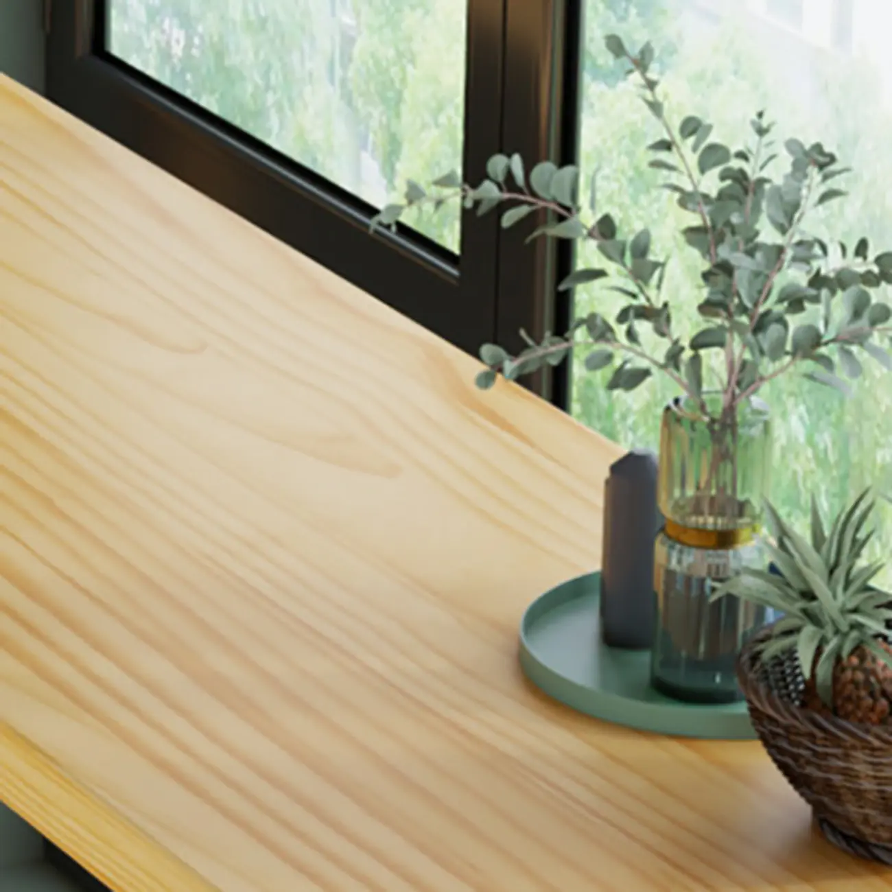 Natural Pine Wood Pub Bar Table with Footrest for 3 People Image - 8 | homeyfad